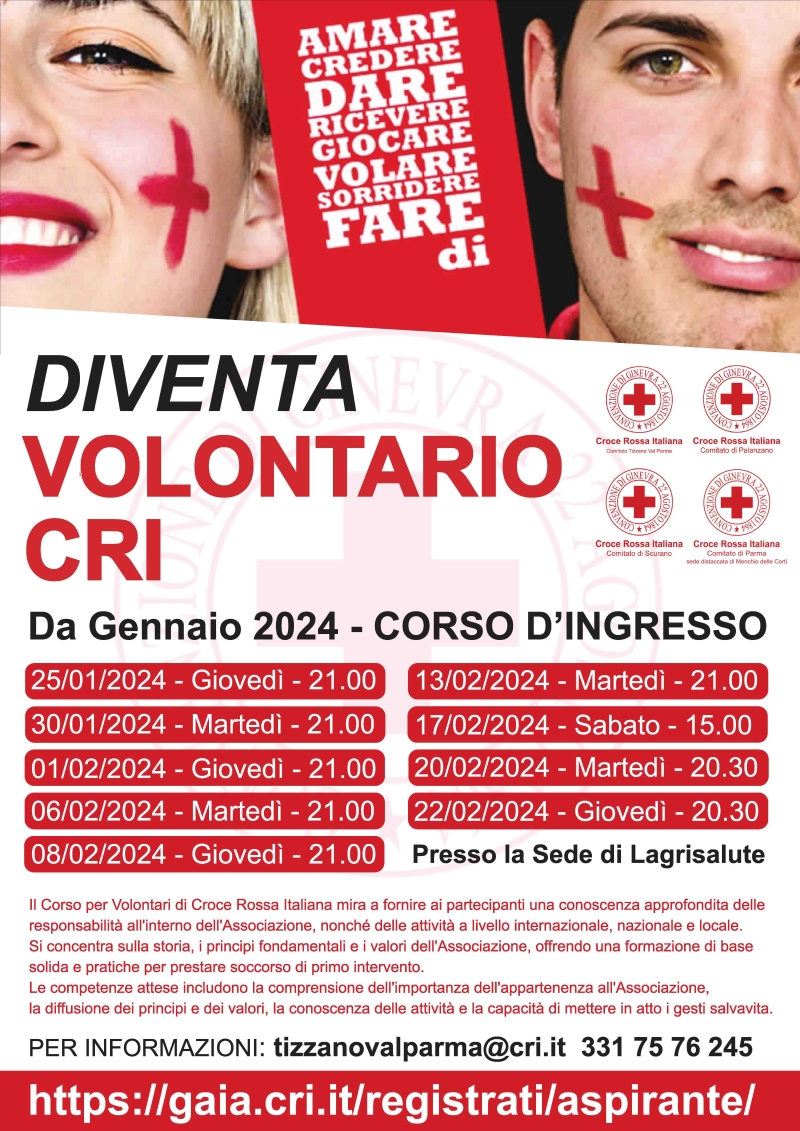 Nuovo Corso di formazione per diventare volontario della Croce Rossa